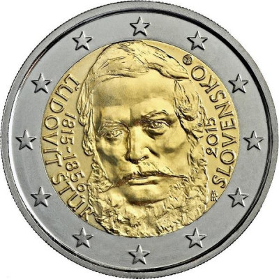 Монета 2 eвро 2015 г. Словакия. "200 лет со дня рождения Штура".